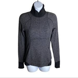 Lululemon Runderful 1/2 Zip Mini Check Pique Black Heathered Black